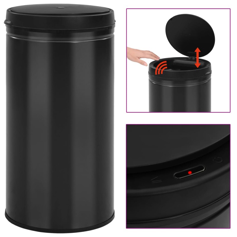 Caixote do lixo com sensor automático 60 L aço carbono preto-Caixotes para lixo e cestos para papéis-Home Retail