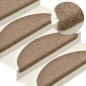 Tapetes de escada adesivos 15 pcs 65x21x4 cm agulhado creme