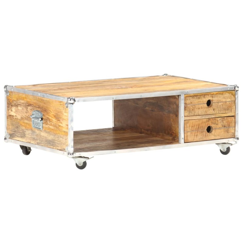 Mesa de centro 89x59x33 cm madeira de mangueira áspera maciça-Mesas de centro-Home Retail