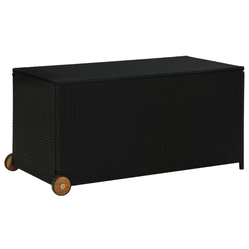 Caixa de arrumação para jardim 120x65x61 cm vime PE preto-Baús para armazenamento exterior-Home Retail