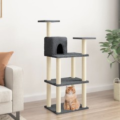 Árvore p/ gatos postes arranhadores sisal 118,5 cm cinza-escuro