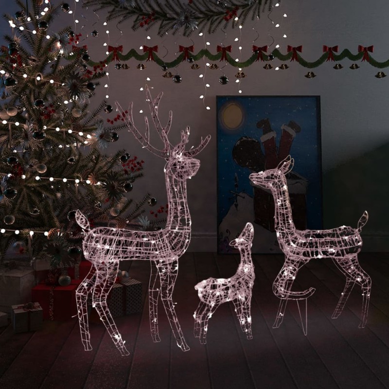 Família de renas decorativa 300 LEDs acrílico branco quente-Luzes de Natal-Home Retail