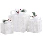 Caixas de presente de Natal decorativas 3 pcs int/ext. branco