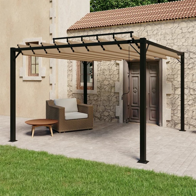 Gazebo c/ telhado persiana 3x3 m tecido cinza-acast. e alumínio-Toldos e gazebos-Home Retail