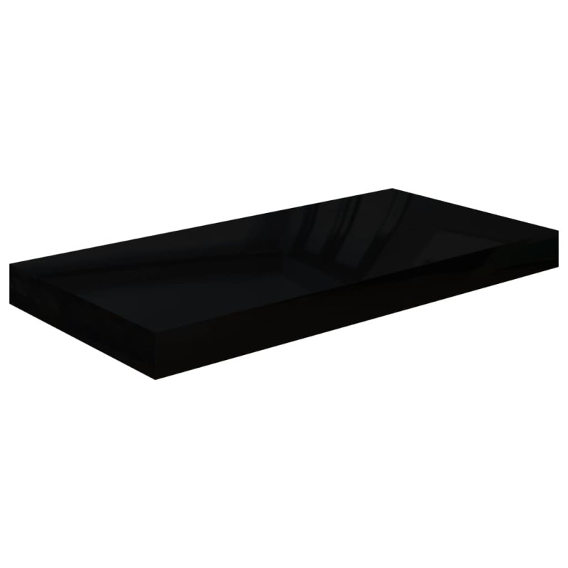 Prateleira de parede suspensa 50x23x3,8 cm MDF preto-Prateleiras-Home Retail