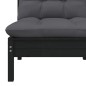 3 pcs conjunto lounge jardim c/ almofadões pinho maciço preto