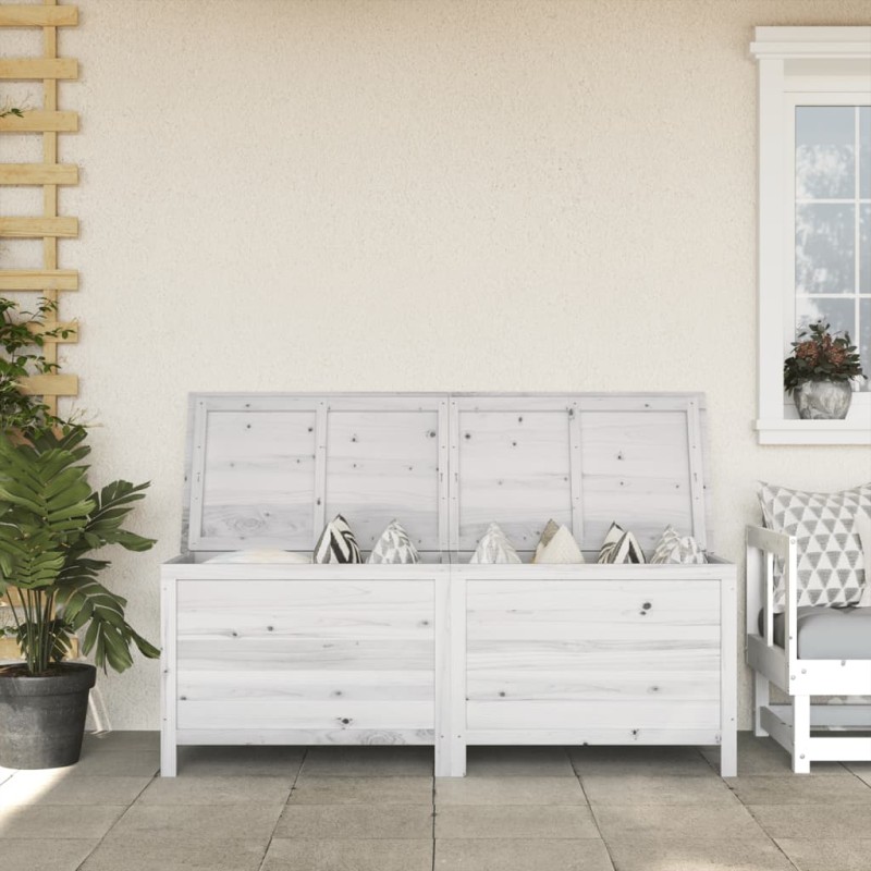 Caixa arrumação para jardim 150x50x56,5 cm abeto maciço branco-Baús para armazenamento exterior-Home Retail