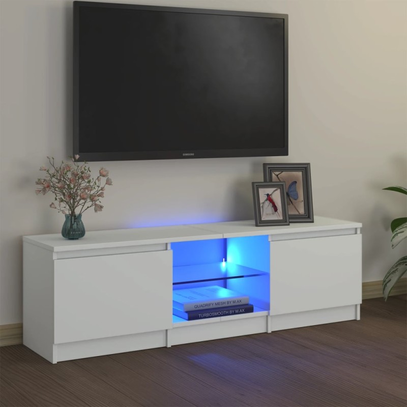 Móvel de TV com luzes LED 120x30x35,5 cm branco-Móveis de TV-Home Retail