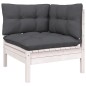 3 pcs conjunto lounge jardim c/ almofadões pinho maciço branco