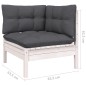 3 pcs conjunto lounge jardim c/ almofadões pinho maciço branco