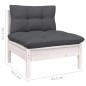 3 pcs conjunto lounge jardim c/ almofadões pinho maciço branco