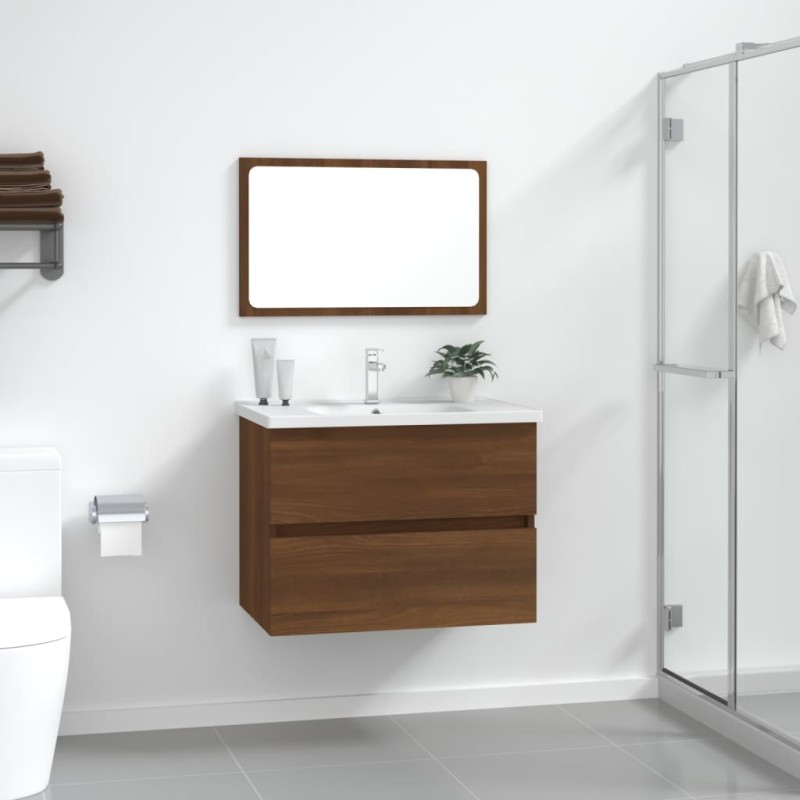 2 pcs conj. móveis WC derivados madeira cor carvalho castanho-Conjuntos de móveis para casa de banho-Home Retail