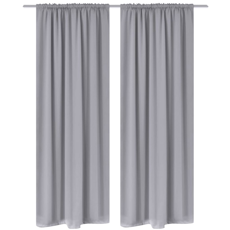 2 pcs cortinas opacas com barra de franzir 135 x 245 cm cinzento-Persianas e cortinas-Home Retail