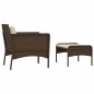 2 pcs conjunto lounge de jardim c/ almofadões vime PE castanho