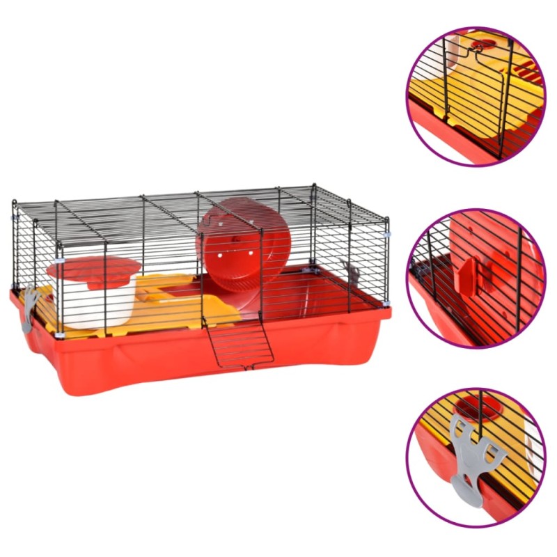 Gaiola p/ hamster 58x32x36 cm polipropileno e metal vermelho-Casotas e gaiolas para animais pequenos-Home Retail