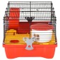 Gaiola p/ hamster 58x32x36 cm polipropileno e metal vermelho