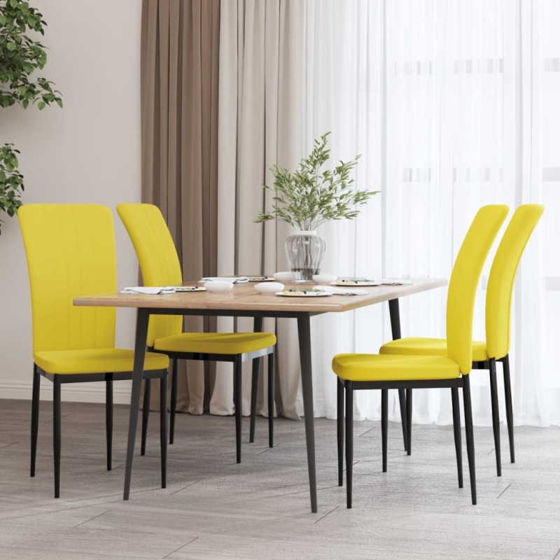 Cadeiras de jantar 4 pcs veludo amarelo mostarda-Cadeiras de cozinha e sala de jantar-Home Retail