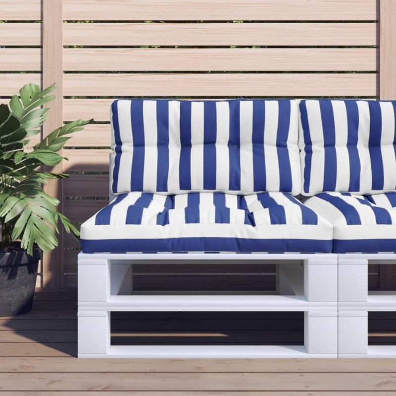 Almofadões p/ móveis de paletes 2 pcs tecido riscas azul/branco-Almofadas para poltronas e sofás-Home Retail