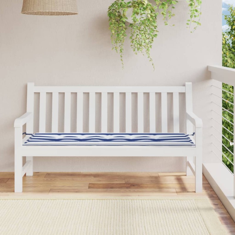 Almofadão p/ banco jardim 150x50x3 cm tecido oxford azul/branco-Almofadas para poltronas e sofás-Home Retail