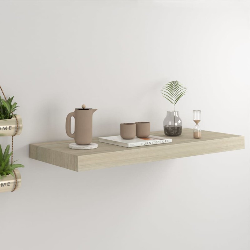 Prateleira de parede suspensa 60x23,5x3,8 cm MDF cor carvalho-Prateleiras-Home Retail