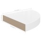 Prateleiras canto suspensas 4 pcs 25x25x3,8cm MDF branco brilh.