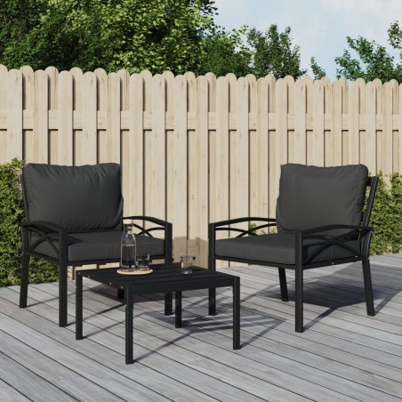 Cadeiras de jardim c/ almofadões cinzentos 2pcs 68x76x79 cm aço