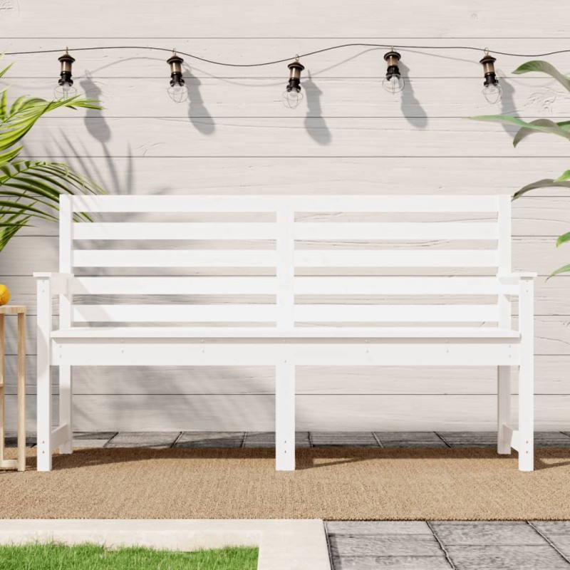 Banco de jardim 159,5x48x91,5 cm madeira de pinho maciça branco-Bancos de jardim-Home Retail