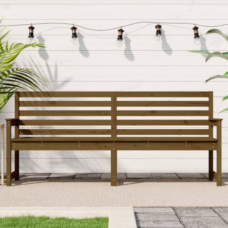 Banco de jardim 203,5x48x91,5 cm pinho maciço castanho-mel-Bancos de jardim-Home Retail