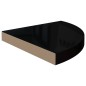 Prateleiras canto suspensas 4 pcs 35x35x3,8cm MDF preto brilh.