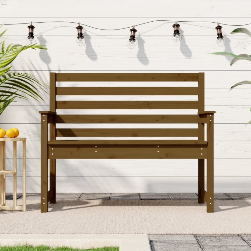 Banco de jardim 109x48x91,5 cm pinho maciço castanho-mel-Bancos de jardim-Home Retail