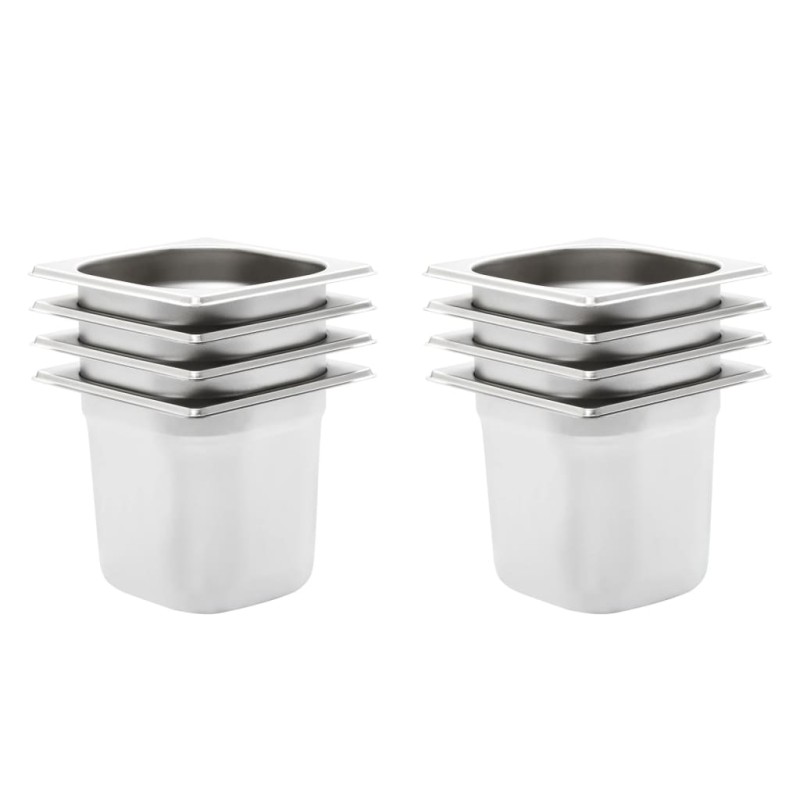 Recipientes gastronorm 8 pcs GN 1/6 150 mm aço inoxidável-Panelas para mesa térmica-Home Retail