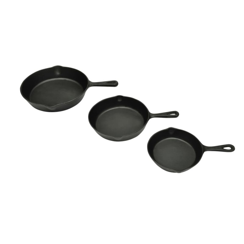 Frigideira de ferro fundido conjunto de 3 peças-Frigideiras e grelhadores-Home Retail