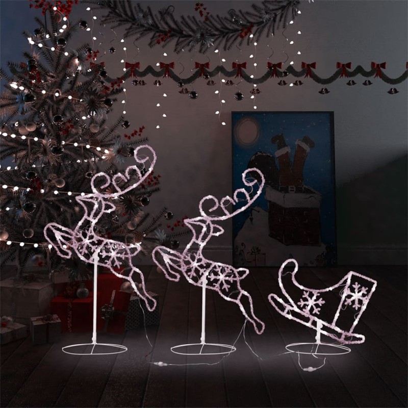 Rena voadora/trenó de Natal 260x21x87cm acrílico branco quente-Luzes de Natal-Home Retail