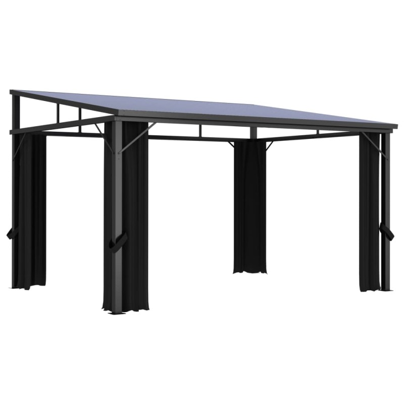 Gazebo com cortina 405x294x244 cm antracite-Toldos e gazebos-Home Retail