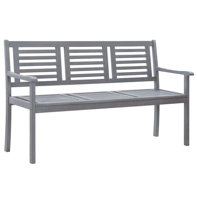 Banco de jardim 3 lugares 150 cm eucalipto maciço cinzento-Bancos de jardim-Home Retail