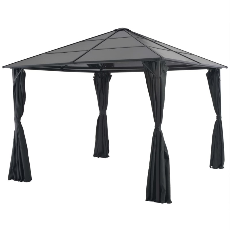 Gazebo com cortinas Alumínio 3x3 m preto-Toldos e gazebos-Home Retail