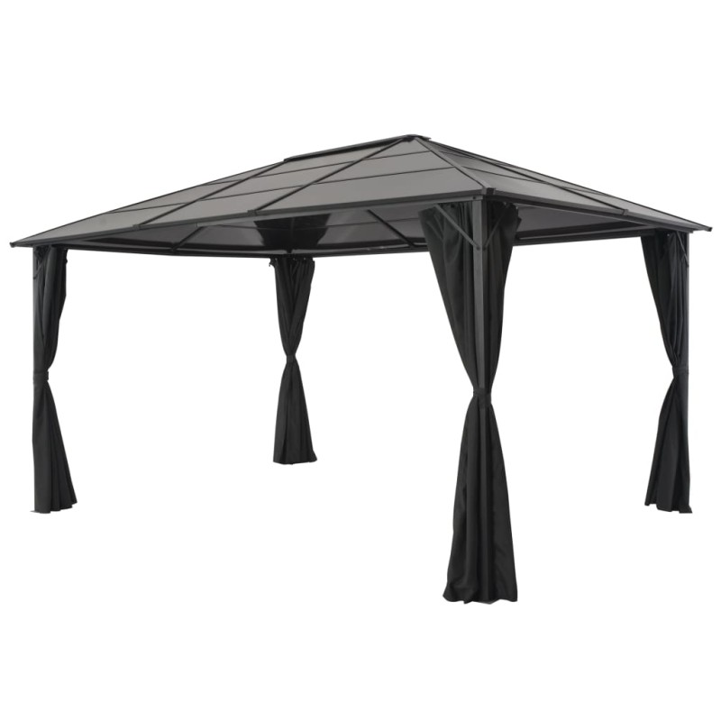 Gazebo com cortinas alumínio 4x3x2,6 m preto-Toldos e gazebos-Home Retail