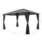 Gazebo com cortinas alumínio 4x3x2,6 m preto