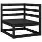 2 pcs conjunto lounge jardim c/ almofadões pinho maciço preto