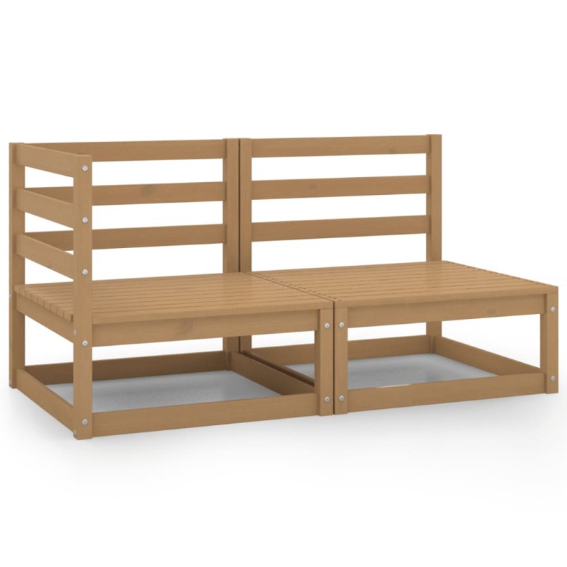 2 pcs conjunto lounge de jardim pinho maciço castanho mel-Conjuntos de jardim-Home Retail