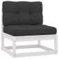 2 pcs conjunto lounge jardim c/ almofadões pinho maciço branco