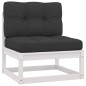 2 pcs conj. lounge de jardim c/ almofadões pinho maciço branco