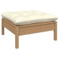 3 pcs conjunto lounge jardim c/ almofadões creme pinho maciço