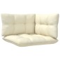 3 pcs conjunto lounge jardim c/ almofadões creme pinho maciço