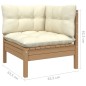 3 pcs conjunto lounge jardim c/ almofadões creme pinho maciço