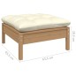 3 pcs conjunto lounge jardim c/ almofadões creme pinho maciço