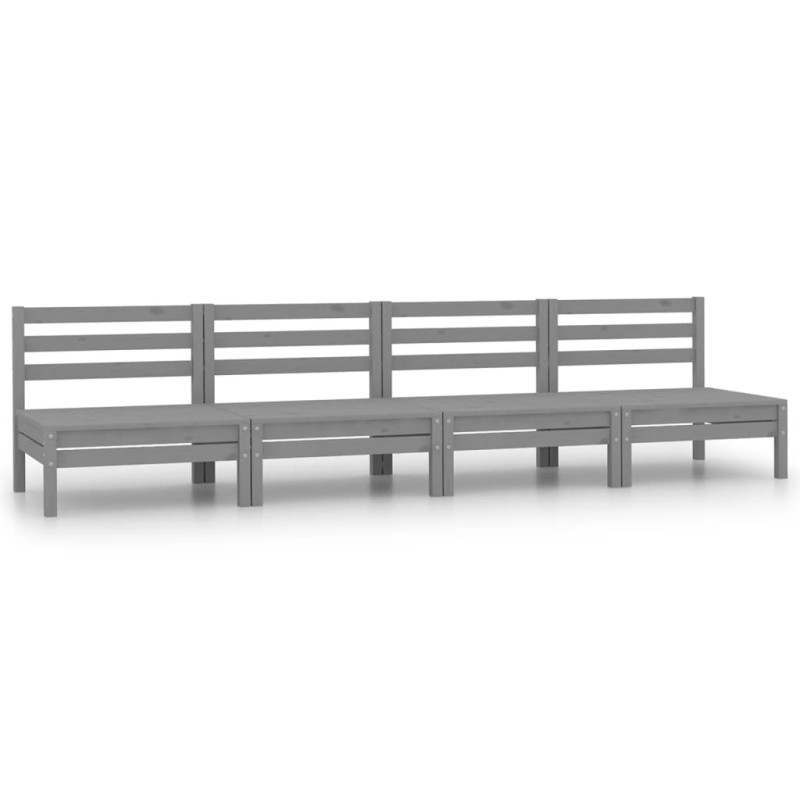 Sofás de centro para jardim 4 pcs madeira pinho maciça cinzento-Conjuntos de jardim-Home Retail