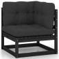 2 pcs conjunto lounge jardim c/ almofadões pinho maciço preto