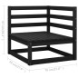 2 pcs conjunto lounge jardim c/ almofadões pinho maciço preto