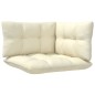 3 pcs conjunto lounge jardim c/ almofadões creme pinho maciço